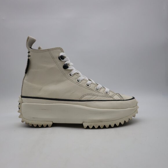 Converse Run Star Hi Egret Women's 5.5 White Leather Water Repellent Sneakers - Picture 1 of 10